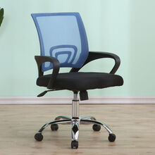 达洛优电脑椅家用网布办公椅会议椅麻将椅子书桌椅学生宿舍椅子简约转椅 逍遥款蓝色 海绵坐垫