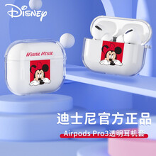 迪士尼【官方正版】airpods pro保护套苹果3代无线蓝牙耳机套 防摔防尘透明软壳创意卡通收纳盒 方窗米妮