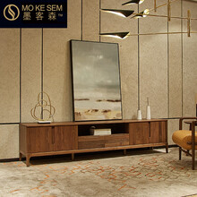 发木乐意式轻奢北美黑胡桃木电视柜2.2米全实木视听柜现代简约客厅家具 黑胡桃木电视柜