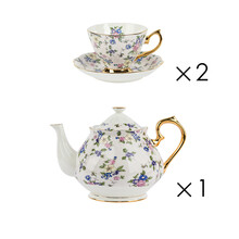 安娜16点欧式咖啡杯碟小奢华小精致ins英式下午茶骨瓷茶具套装陶瓷红茶杯 1茶壶2杯碟（全金）礼盒 英式印花