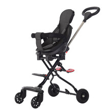 溜娃神器儿童手推车超轻便可折叠带刹车双向观宝宝婴儿推车 黑色标配大座椅 双向推行