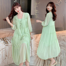 郁彼 孕妇装夏装孕妇裙夏季夏天外穿孕妇连衣裙宽松大码孕妇裙子孕妈装 绿色 M