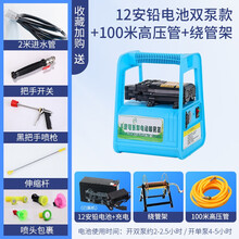 农用电动喷雾器手提式充电果树打药机抽水洗车机高压隔膜双泵机器 12安铅电池版+100米管+绕管架