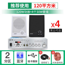 先科（SAST）壁挂音响音箱店铺用室内背景音乐吊顶挂喇叭餐厅超市功放套装门店门头挂墙式商用公共广播 4个音响+功放机 官方标配