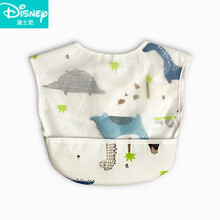 迪士尼（Disney）宝宝吃饭罩衣夏季宝宝防脏辅食围兜吃饭兜防水夏季薄款婴儿围嘴口水兜儿童饭兜免洗 白色 恐龙 防水