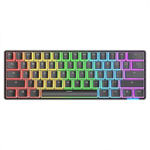 带带STK61 蓝牙双模机械键盘 布丁透光键帽 61键混光无线键盘 苹果ipad/mac办公游戏蓝牙键盘 黑色茶轴
