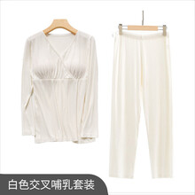 南极人（Nanjiren）月子服夏季薄款产后月子喂奶家居服套装春秋季哺乳衣套装孕妇睡衣 白色 M