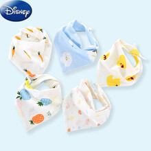 迪士尼（Disney）婴儿口水巾夏季薄款棉防水围嘴新生儿超柔防吐奶围兜宝宝三角巾 5条装三角巾清凉夏日()