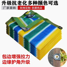 枫槿遮阳网四色条纹加密防晒网家用隔热网六道包边打孔汽车阳台楼顶防晒遮光网 四色条纹2米X8米【六线包边】
