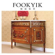 福溢家居 法国风凡尔赛系列玄关柜欧式玄关柜彩绘装饰柜 木加金彩绘 框架结构