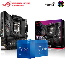华硕B560主板 搭配英特尔11代11400F/11600/11700酷睿盒装CPU 台式机板U套装 【猛禽小板】ROG B560-G WiFi i7 11700KF 8核16线 无核显 中文原盒