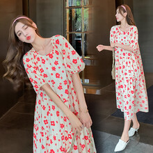 郁彼 孕妇装夏装孕妇裙夏季夏天外穿孕妇连衣裙宽松大码孕妇裙子孕妈装 花色 M