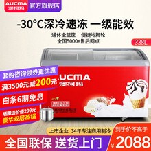 澳柯玛（AUCMA）商用冷柜岛柜大容量玻璃门卧式冷冻展示柜冰激凌雪糕柜多篮筐冰柜 摆摊必备神器 【伊利蒙牛商超同款】弧形玻璃门338升
