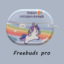 巴蒂尼 freebudspro保护套适用freebuds pro华为4代蓝牙耳机硅胶磨砂可爱相框潮壳 freebuds pro保护套【彩虹独角兽蓝色】