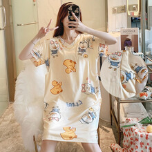 十月结晶 商场同款孕妇哺乳睡裙夏季短袖产妇月子服睡衣大码夏天产后喂奶连衣裙夏款 2216BB5裙 M 建议80-100斤