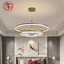 仕宇 新中式吊灯客厅灯创意led餐厅吊灯大气铁艺卧室书房吊灯具灯饰 双层【直径60cm+直径80cm*高100cm】