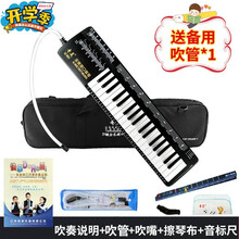 奇美口风琴37键 32键儿童学生入门吹奏乐器学校教学口吹琴 37键全乐理-黑色（软盒）+备用吹管