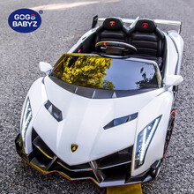 Gogo Babyz兰博基尼儿童电动车玩具车轿车汽车跑车带遥控可坐成人遛娃送儿童生日礼 四驱珍珠白【遥控+音乐摇摆+弹簧避震+双人皮座】