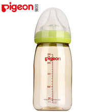 贝亲（Pigeon）新生儿ppsu奶瓶 宽口径宝宝奶瓶塑料水瓶婴儿防摔奶瓶宽口奶瓶 240ML绿L奶嘴（6个月以上）