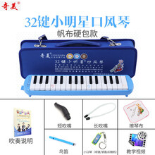 奇美口风琴32键37键学生用课堂教学安喆小状元成人初学者儿童 32键蓝色 小【帆布硬包】