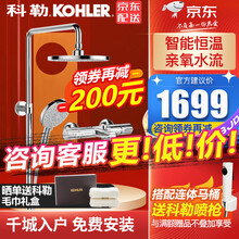 科勒恒温花洒可升降淋浴器花洒套装齐悦三出水恒温淋浴柱 21088-B9-CP(升级款)