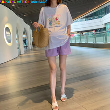 殿若（DIANRUO）孕妇夏装短袖T恤纯棉宽松中长款时尚上衣孕妇装套装潮妈2021夏款 3-小王子白T M