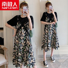 南极人高档轻奢优雅气质孕妇女装新品大码时尚雪纺连衣裙显瘦潮妈中长款宽松韩版春装长裙夏装孕妇上衣 图片色 M