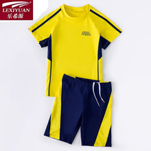 乐希源【妈妈放心】儿童泳衣男童新款分体速干游泳裤套装中大童宝宝青少年游泳衣 黄色A L(建议身高90-100cm体重25-38斤)