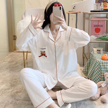 十月结晶 商场同款月子服春秋纯棉吸汗9月份10孕妇睡衣产后夏季薄款产妇哺乳家居服8 JH-8003# 白色 M【建议体重80-115斤】