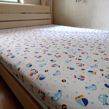 婴儿大床隔尿垫宝宝亲肤防水透气可机洗床垫儿童隔尿床单夏季 针织纯棉小蓝车 蓝 68x120cm