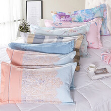 布意坊全棉枕套经典时尚印花一对装纯棉枕头套 花型随机