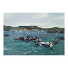 墨斗鱼艺术纪钧译作品渔船布面油画风景艺术品原创古典装饰画写实收藏证书精美装裱玄关客厅卧室