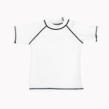 儿童泳衣男童上衣2021短袖冲浪服 休闲沙滩 白色 100