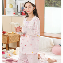 【清仓】家时光（HT-Home）纯棉月子服夏季薄款透气纱布孕妇睡衣产后哺乳睡衣产妇哺乳衣喂奶衣 粉红色（薄款透气） S码 推荐90-105斤