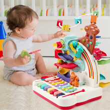 活石婴幼儿早教益智玩具儿童0-1-2岁音乐敲琴一岁宝宝电子琴串珠大冒险滑道车6-12个月男女孩礼物 七合一益趣敲琴大冒险