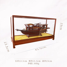 【新品】成品实木红船模型装饰摆件 学生diy拼装制作木船道具手工艺礼品 《红船》36型实木款+玻璃罩