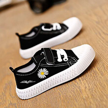 迪士尼品牌上新童鞋网面透气镂空帆布鞋魔术贴板鞋儿童夏季防滑凉鞋男女童休闲鞋 黑色（布面） 29 内长18.2cm