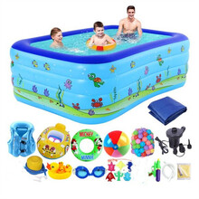 盈泰（intime） 婴儿游泳池充气儿童家庭超大型戏水池加厚保温洗澡盆 2.1米四环加厚泡泡底豪华套餐-669