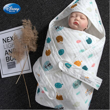 迪士尼同款牛宝宝抱被婴儿新生儿裹布纯棉纱布产房包被初生全棉夏季薄款 超柔6层小刺猬送绑带 90x90cm