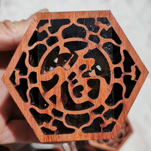 红花梨红木六角二胡音窗福龙禄喜象形字胡琴窗花厂家货源 福字窗花