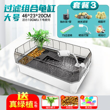爬将军乌龟缸大号带晒台饲养箱养乌龟专用缸造景别墅巴西龟造景生态缸特大号龟盆家用带排水 白色大号【套餐三】+真绿植礼包