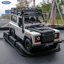 威利威利金属1:24复古路虎卫士汽车模型仿合金车模车载装饰摆件成人 路虎卫士(白)(防滑垫)