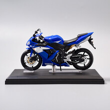 川崎H2R摩托车1:12合金机车模型成品男客厅金属汽车摆件 雅马哈R1-蓝色