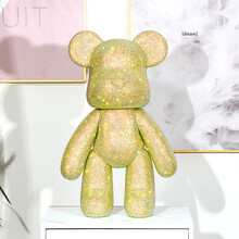 贴钻diy手工暴力熊材料包玩偶摆件粘钻熊玩具公仔七夕情人节礼物 七彩香槟色(熊+材料包) 23cm