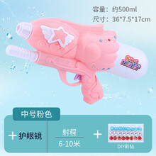 儿童背包抽拉式玩具水枪高压大号容量滋喷水幼儿园男孩打水仗神器 少女粉色水枪配眼镜