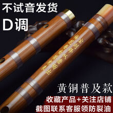 笛子横笛初学二节竹笛女古风成人G入门儿童F古代E箫笛D乐器C调 D调+五件套+教材书 无接骨普及款