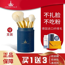 尔木萄（AMORTALS）星动化妆刷套装特种细纤维毛散粉刷腮红刷轮廓刷粉底刷晕染刷眼影眉刷唇刷生日 【星动化妆刷12支】收纳桶+纳包+专用清洗剂