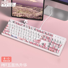 RK987无线蓝牙机械键盘充电有线双模游戏办公樱桃cherry轴笔记本Mac台式电脑ipad平板 樱花粉104键白色白光【五面热升华】双模 青轴