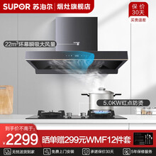 苏泊尔（SUPOR）欧式油烟机天然气灶套装NT50+Z5 欧式抽油烟机燃气灶具套装 22立方挥手感应 【管道天然气】22立方吸力+5.0kw灶 NT50+DB1Z5