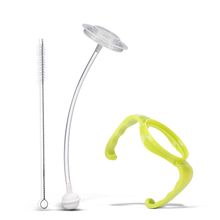 安配贝亲宽口径奶瓶配件新生婴儿玻璃奶瓶通用吸管手柄宝宝ppsu塑料把手防胀气自动重力球防呛 安配吸管+手柄（绿色）适用贝亲宽口奶瓶